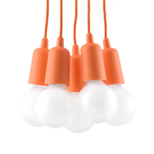 Pendant lamp Tina, orange, 5 lights