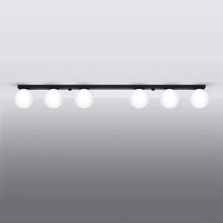 Linear spotlight Eaus black, 6 lights