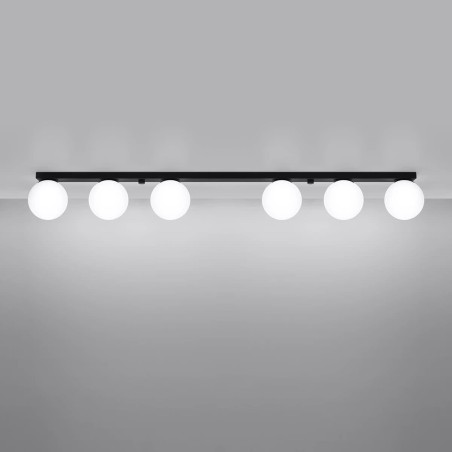 Linear spotlight Eaus black, 6 lights