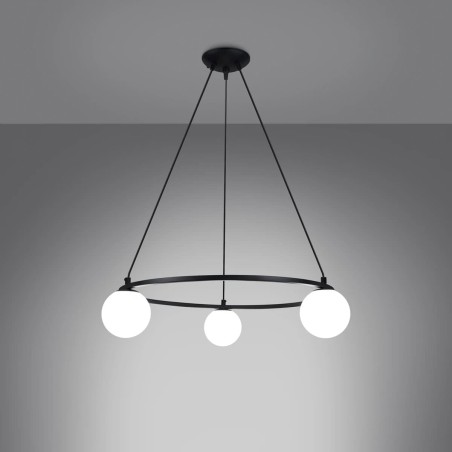 Pendant lamp Eaus black, 3 lights