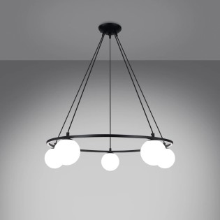 Pendant lamp Eaus black, 5 lights