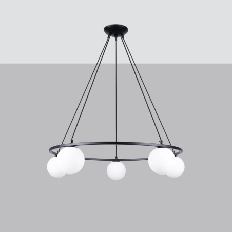 Pendant lamp Eaus black, 5 lights