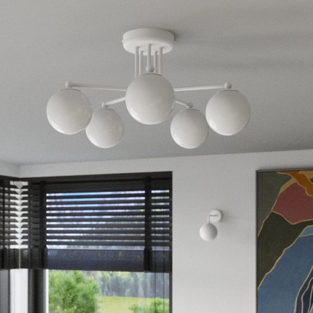 Pendant light Cumo, white, 5 lights
