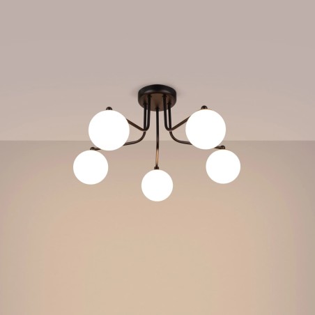 Pendant light Cumo, black, 5 lights