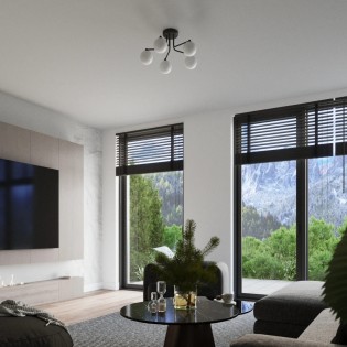 Pendant light Cumo, black, 5 lights