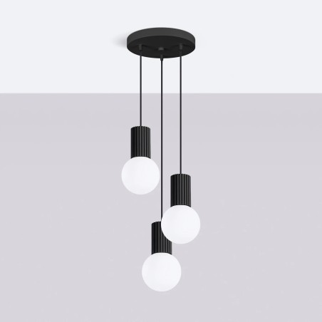 Pendant light Mido, black, 3 lights