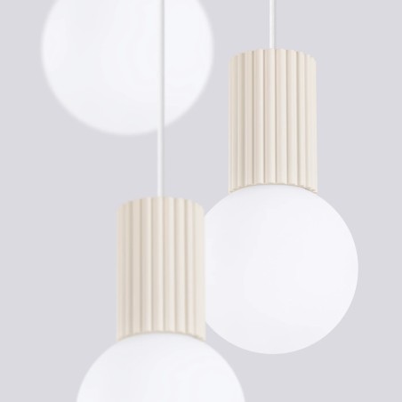 Pendant light Mido, beige, 3 lights