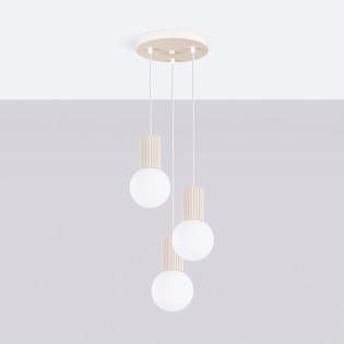 Pendant light Mido, beige, 3 lights