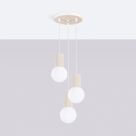 Pendant light Mido, beige, 3 lights