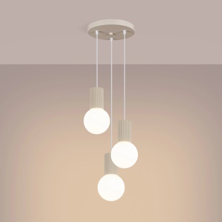 Pendant light Mido, beige, 3 lights