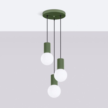 Pendant light Mido, green, 3 lights