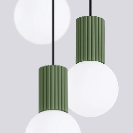 Pendant light Mido, green, 3 lights
