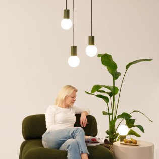 Pendant light Mido, green, 3 lights