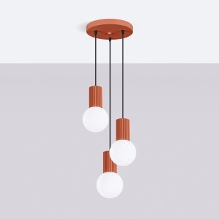 Pendant light Mido, red, 3 lights
