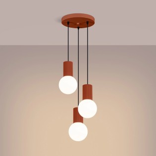 Pendant light Mido, red, 3 lights