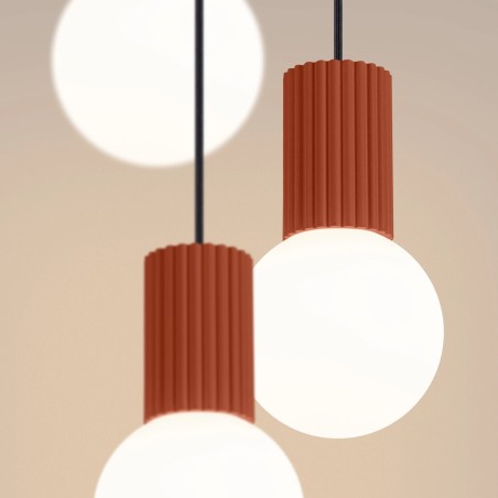 Pendant light Mido, red, 3 lights
