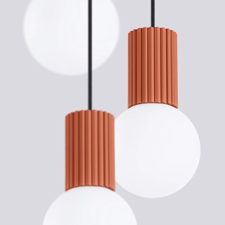 Pendant light Mido, red, 3 lights