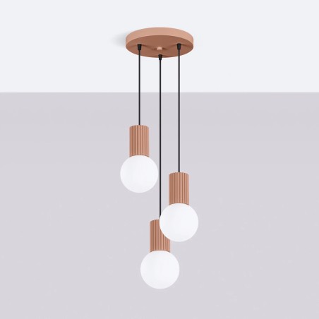 Pendant light Mido, mocha, 3 lights