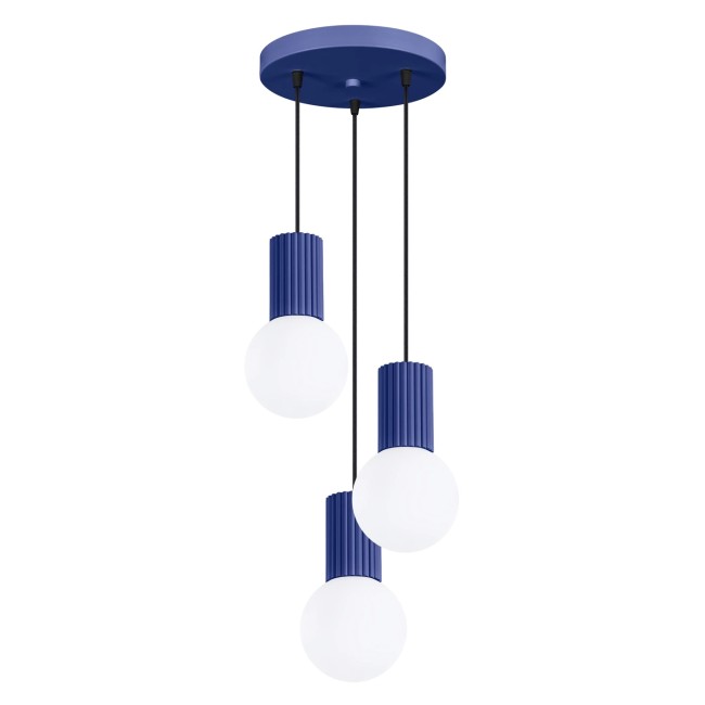 Pendant light Mido, ultramarine blue, 3 lights