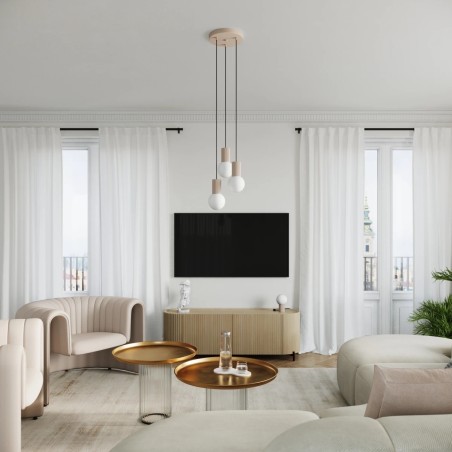 Pendant light Mido, taupe, 3 lights