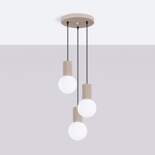Pendant light Mido, taupe, 3 lights