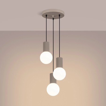 Pendant light Mido, taupe, 3 lights