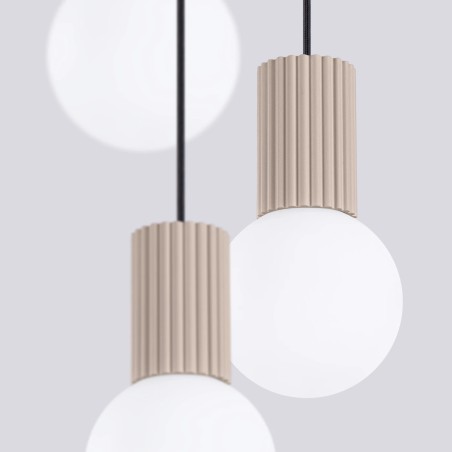 Pendant light Mido, taupe, 3 lights