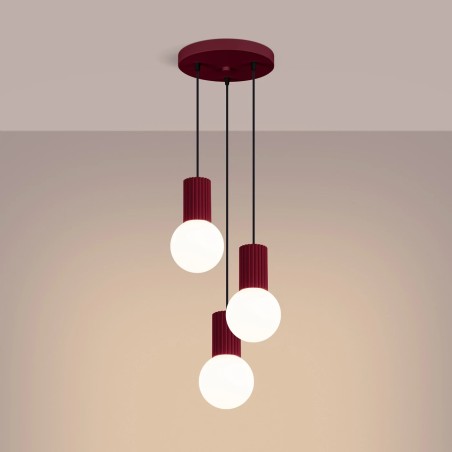 Pendant light Mido, bourgogne , 3 lights