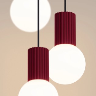 Pendant light Mido, bourgogne , 3 lights