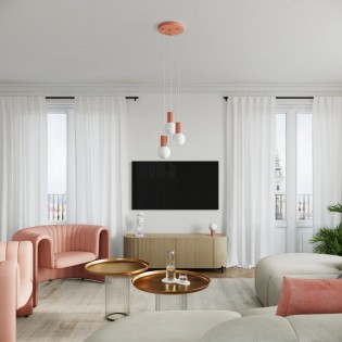 Pendant light Mido, peach,...