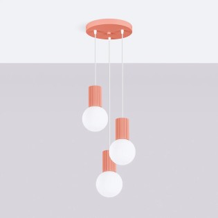 Pendant light Mido, peach, 3 lights