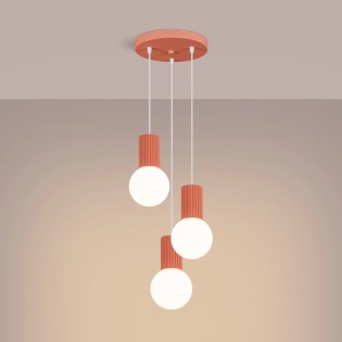 Pendant light Mido, peach, 3 lights