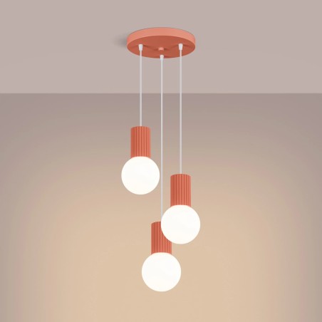 Pendant light Mido, peach, 3 lights