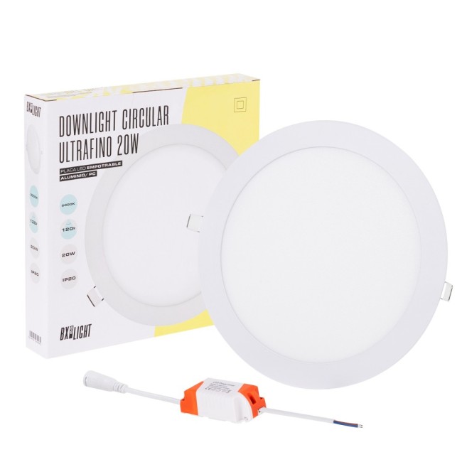 Placa LED 20W 1.600Lm 6000ÂºK Circular 40.000H