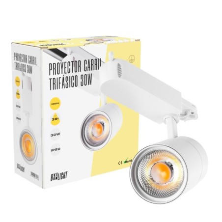 Foco de Carril LED 30W 2.700Lm CRI90 6000ÂºK TrifÃ¡sico 40.000H