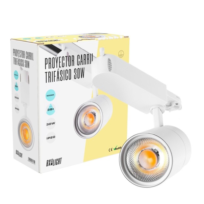 Foco de Carril LED  30W 2700Lm CRI90 4200ÂºK TrifÃ¡sico 40.000H