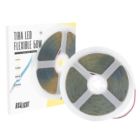 Tiras de Led Flexible 50W IP20 6000 K 12 VDC  5 m. [BX3-COB-320-12DC-CW]