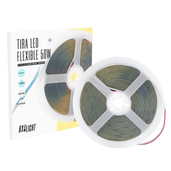 Tiras de Led Flexible 50W IP20 4000 K 12 VDC  5 m. [BX3-COB-320-12DC-W]