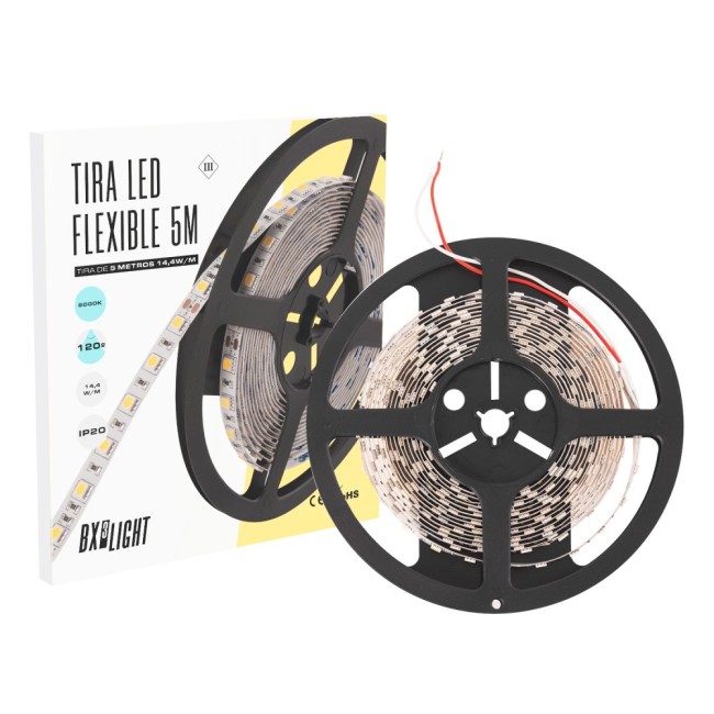 Natural white LED strip 300 x SMD5050 14,4W/M 24VDC IP20 5M x 5M