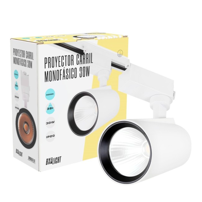 Foco de Carril LED  30W 2700Lm CRI85 4200ÂºK MonofÃ¡sico 40.000H