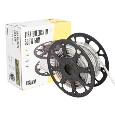 Tira de 60 LEDs/M 500W 42.000Lm 3000ÂºK SMD5050 220VAC IP65 x50M 40.000H