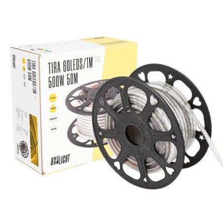 60 LED strip/m 500W 42.000Lm 3000ºK SMD5050 220VAC IP65 x50M 40.000H