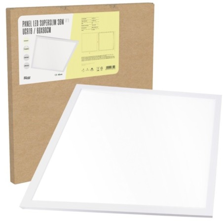 Superslim LED panel 36W 3.623Lm 6000ºK 60x60Cm UGR19 Marco Blanco 40.000H