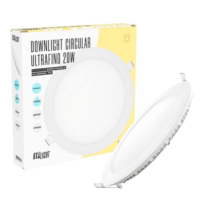 Recessed LED downlight plate 20W 2.000Lm 6000ºK 40.000H