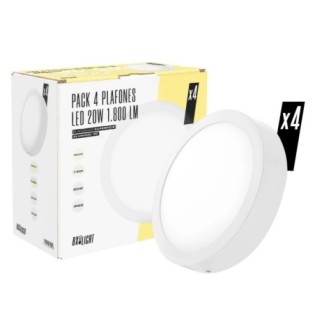 Pack 4 Plafones LED  20W 1800Lm 4200ÂºK Superficie 40.000H