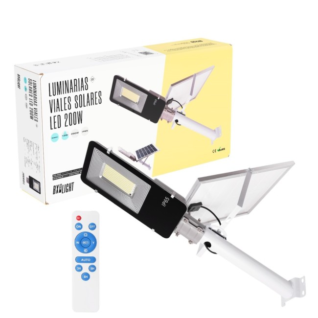 Solar LED, Streetlight, Remote Control, Dimmable, Panel: 6V 200W Batterie­: 3,2V 20000MaH