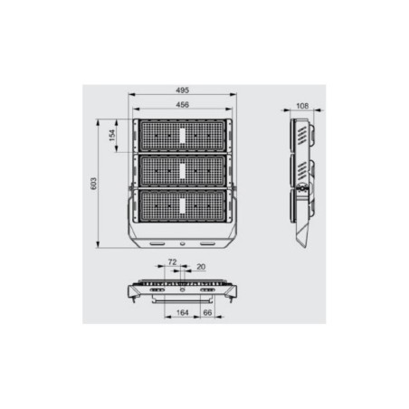 LED Floodlight Spotlight 750W Stadium 112,500Lm Meanwell Driver 1-10V IP65 Philips 3030 100,000H