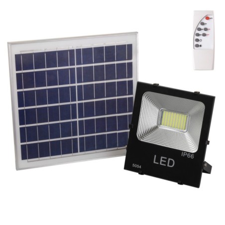 Foco Proyector LED 50W 5.000Lm 6000ÂºK Solar Sensor 50W + Control Remoto Panel 6V/15W 40.000H