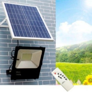 LED Spotlight 50W 5,000Lm 6000K Solar Sensor 50W + Remote Control Panel 6V/15W 40,000H