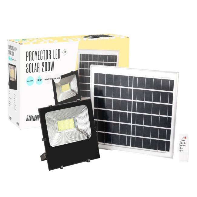 Foco Proyector LED 200W 20.000Lm 6000ÂºK Solar Sensor 200W + Control Remoto Panel 6V/30W 40.000H